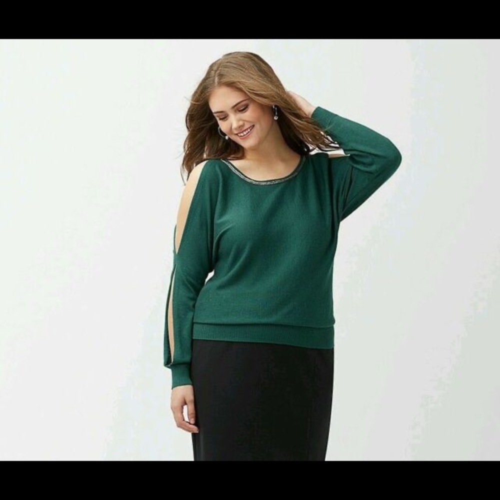 NWT Green cold shoulder sweater - size 18/20